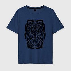 Футболка оверсайз мужская Tribal Abstract Mask, цвет: тёмно-синий