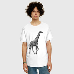 Футболка оверсайз мужская Жираф гуляет, цвет: белый — фото 2