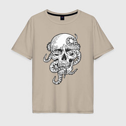 Футболка оверсайз мужская Skull octopus, цвет: миндальный