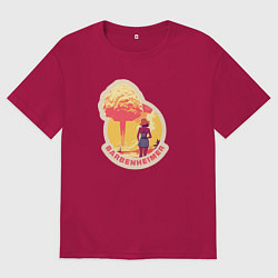 Футболка оверсайз мужская Барби смотрит на гриб - Барбигеймер, цвет: маджента