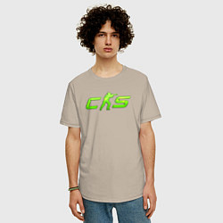 Футболка оверсайз мужская CS2 green logo, цвет: миндальный — фото 2