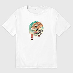 Футболка оверсайз мужская Tiger in Japanese style, цвет: белый