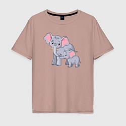 Футболка оверсайз мужская Elephants family, цвет: пыльно-розовый