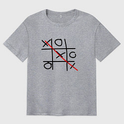 Футболка оверсайз мужская Крестики-нолики игра, цвет: меланж