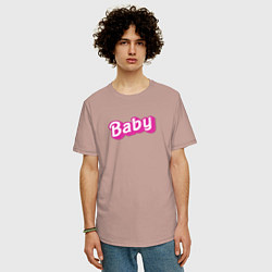 Футболка оверсайз мужская Baby: pink barbie style, цвет: пыльно-розовый — фото 2
