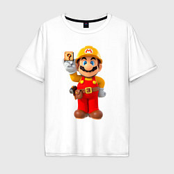 Футболка оверсайз мужская Марио-строитель, цвет: белый
