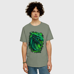 Футболка оверсайз мужская Дракон 2024 зеленый, цвет: авокадо — фото 2