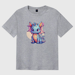 Футболка оверсайз мужская Cute dragon cat, цвет: меланж