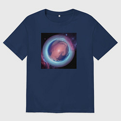 Футболка оверсайз мужская Планета из космоса, цвет: тёмно-синий