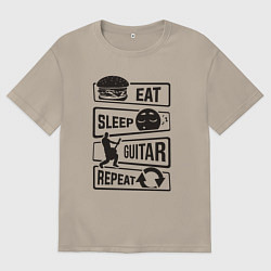 Футболка оверсайз мужская Eat sleep guitar repeat, цвет: миндальный