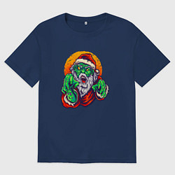 Футболка оверсайз мужская Зомби Санта, цвет: тёмно-синий
