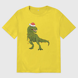 Футболка оверсайз мужская Новогодний дино, цвет: желтый