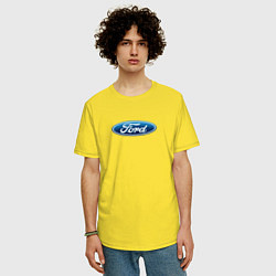 Футболка оверсайз мужская Ford usa auto brend, цвет: желтый — фото 2
