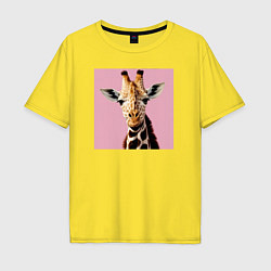 Футболка оверсайз мужская Милый жирафик, цвет: желтый