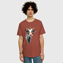 Футболка оверсайз мужская Злая корова, цвет: кирпичный — фото 2