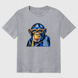 Футболка оверсайз мужская Шимпанзе в очках, цвет: меланж