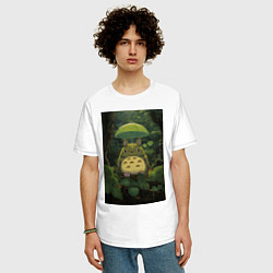 Футболка оверсайз мужская Тоторо мой сосед, цвет: белый — фото 2