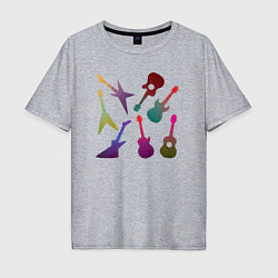 Футболка оверсайз мужская Цветные гитарки, цвет: меланж