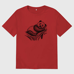 Футболка оверсайз мужская Панда жует бамбук, цвет: красный