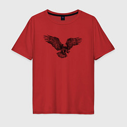 Футболка оверсайз мужская Орёл гравюра, цвет: красный