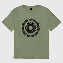 Футболка оверсайз мужская Руки в змеином кругу, цвет: авокадо