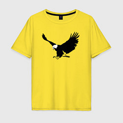 Футболка оверсайз мужская Орёл летит трафарет, цвет: желтый