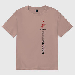 Футболка оверсайз мужская Depeche Mode - Роза Violator, цвет: пыльно-розовый