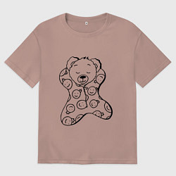 Футболка оверсайз мужская Спящий мишка в пижаме - раскраска, цвет: пыльно-розовый