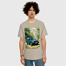 Футболка оверсайз мужская Land Rover - Range Rover 1998, цвет: миндальный — фото 2
