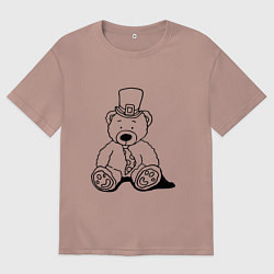 Футболка оверсайз мужская Плюшевый мишка лепрекон - раскраска, цвет: пыльно-розовый