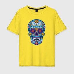 Футболка оверсайз мужская Череп мексиканский, цвет: желтый