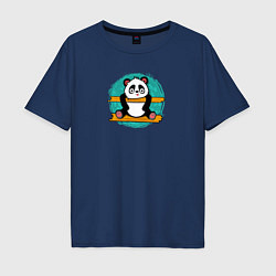 Футболка оверсайз мужская Панда гимнаст, цвет: тёмно-синий