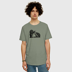 Футболка оверсайз мужская Ежик и кактус, цвет: авокадо — фото 2