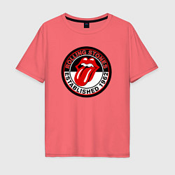 Футболка оверсайз мужская Rolling Stones established 1962, цвет: коралловый