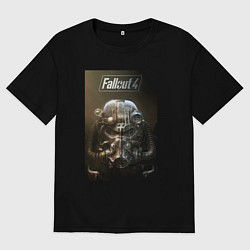 Футболка оверсайз мужская Fallout armour poster, цвет: черный