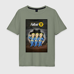 Футболка оверсайз мужская Fallaut - vault boys, цвет: авокадо