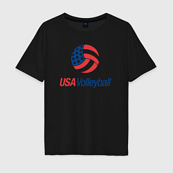 Футболка оверсайз мужская Волейбол Америки, цвет: черный
