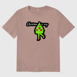 Футболка оверсайз мужская Christmas is sexy, цвет: пыльно-розовый