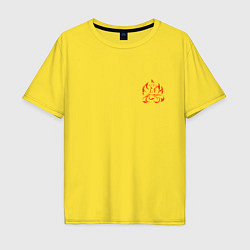Футболка оверсайз мужская Огненная лисица-демон - мини, цвет: желтый