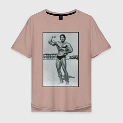 Футболка оверсайз мужская Mister Schwarzenegger, цвет: пыльно-розовый