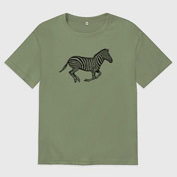 Футболка оверсайз мужская Профиль скачущей зебры, цвет: авокадо