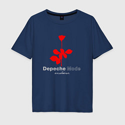 Футболка оверсайз мужская Depeche Mode - Violator rose logo, цвет: тёмно-синий