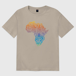 Футболка оверсайз мужская Разноцветная зебра, цвет: миндальный