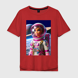 Футболка оверсайз мужская Барби - крутой космонавт, цвет: красный