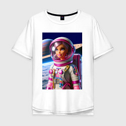 Футболка оверсайз мужская Барби - крутой космонавт, цвет: белый