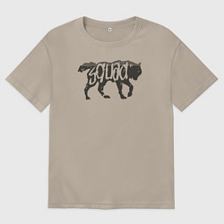 Футболка оверсайз мужская Wolf Squad, цвет: миндальный