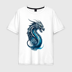 Футболка оверсайз мужская Живописный дракон, цвет: белый