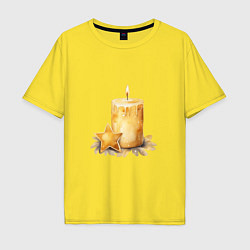 Футболка оверсайз мужская Праздничная свеча, цвет: желтый