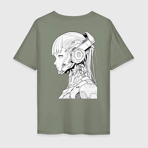 Мужская футболка оверсайз Cyberpunk manga girl / Авокадо – фото 2