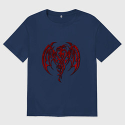 Футболка оверсайз мужская Кельтский дракон, цвет: тёмно-синий